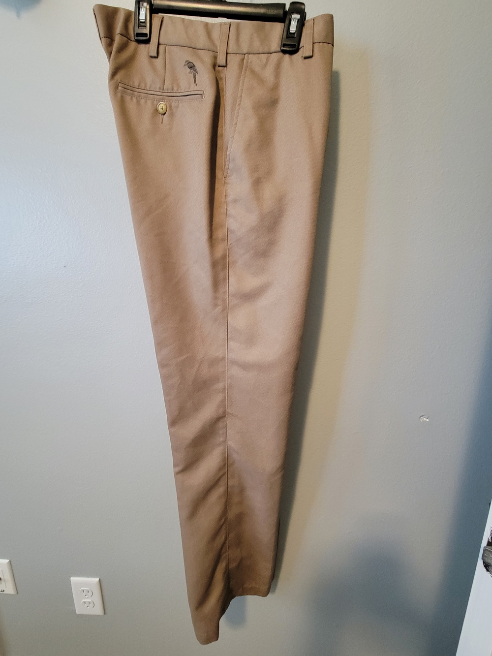 Caribbean Men's Tan Dress Pants with Subtle Embroidery